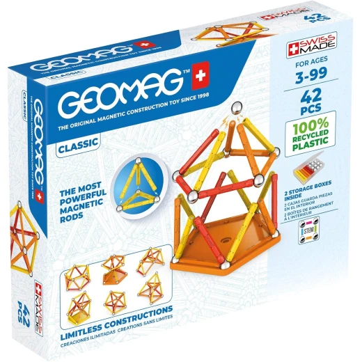 Geomag Classic Recycled 42 Piece Construction Set, STEM Learning, Ages 3+ Geomag Classic Recycled 42 Piece Construction Set, STEM Learning, Ages 3+