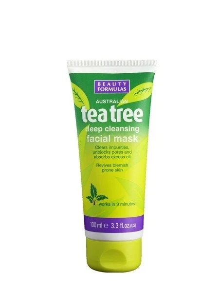 Beauty Formulas Tea Tree Deep Cleansing Face Mask 100ml, UK Imported, For All Skin Types - Beauty Formulas