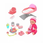 RLS 12" Interactive Baby Doll Set with Accessories – Realistic Sound, Drink & Wet Function, Crib, and Feeding Set for Immersive Imaginative Play.