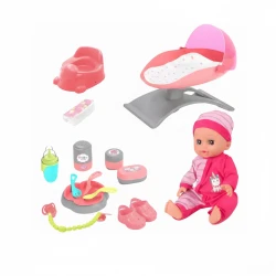 RLS 12" Interactive Baby Doll Set with Accessories – Realistic Sound, Drink & Wet Function, Crib, and Feeding Set for Immersive Imaginative Play.