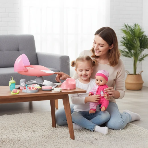 RLS 12" Interactive Baby Doll Set with Accessories – Realistic Sound, Drink & Wet Function, Crib, and Feeding Set for Immersive Imaginative Play. - Image 2