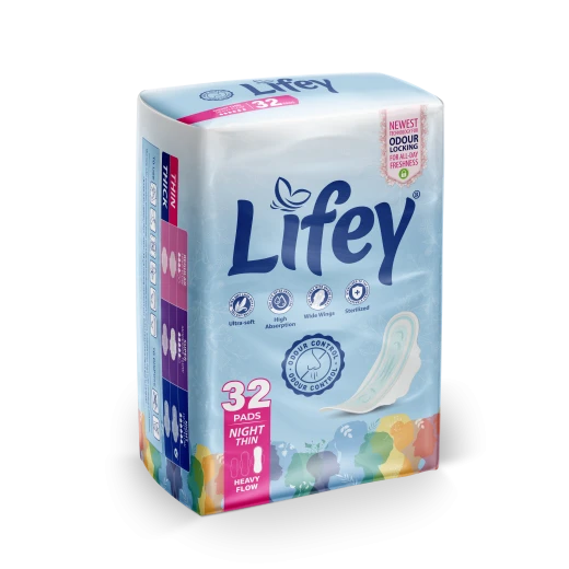 Lifey Night Thin Feminine Pads – Bulk Value 3-Pack (96 Pads Total) – Ultra-Thin Protection with Maximum Absorbency for a Worry-Free Sleep - Lifey - Image 5