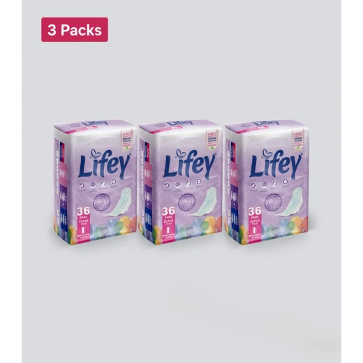فوط لايفي (Lifey) النسائية الرقيقة جداً - عبوة توفير 3 قطع (إجمالي 108 فوطة) - راحة فائقة وامتصاص مثالي للحماية اليومية والنشاط فوط لايفي (Lifey) النسائية الرقيقة جداً - عبوة توفير 3 قطع (إجمالي 108 فوطة) - راحة فائقة وامتصاص مثالي للحماية اليومية والنشاط