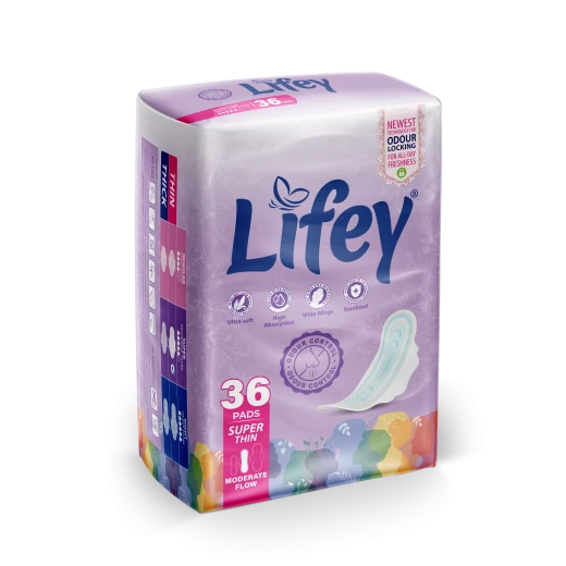 فوط لايفي (Lifey) النسائية الرقيقة جداً - عبوة توفير 3 قطع (إجمالي 108 فوطة) - راحة فائقة وامتصاص مثالي للحماية اليومية والنشاط - لايفي - Image 5