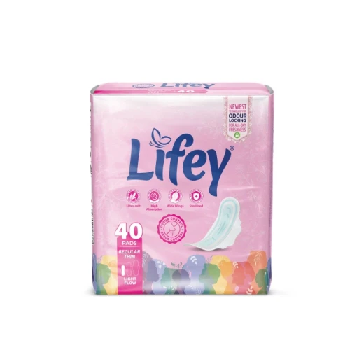 Lifey Regular Thin Feminine Pads – Bulk Value 3-Pack (120 Pads Total) – Discreet Daily Protection with High Absorbency and Soft Cotton Feel. - Lifey - Image 2