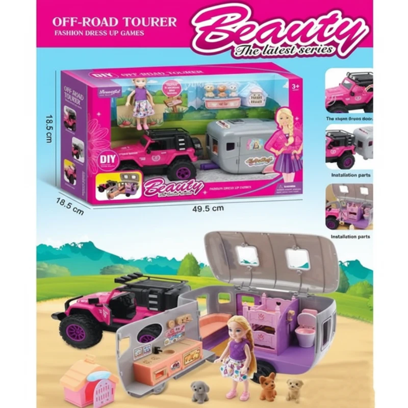 Pacific Toys Light-Up Jeep Caravan Toy Set for Kids, Adventure Play