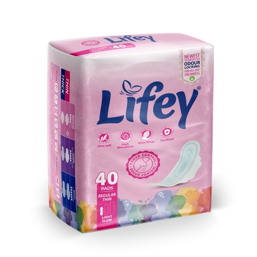 Lifey Regular Thin Feminine Pads – Bulk 3-Pack (120 Pads Total) – Daily Comfort & High Absorbency with a Discreet Slim Design - Lifey - Image 5