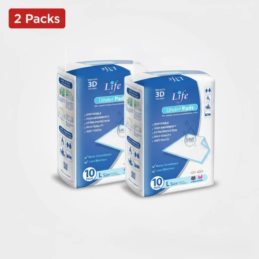 Life Disposable Underpads Size Large (60x90 cm) – Value 2-Pack (20 Pads Total) – Ultra-Absorbent Bed & Surface Protector for Elderly and Baby Care. Life Disposable Underpads Size Large (60x90 cm) – Value 2-Pack (20 Pads Total) – Ultra-Absorbent Bed & Surface Protector for Elderly and Baby Care.
