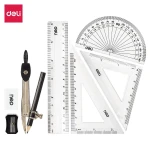 Deli EG30505 School Drawing Set 8 Piece Metal Case Kit for Students, Includes Pencils, Eraser, Sharpener, and Ruler, Perfect for Art Class or Home Use - Deli