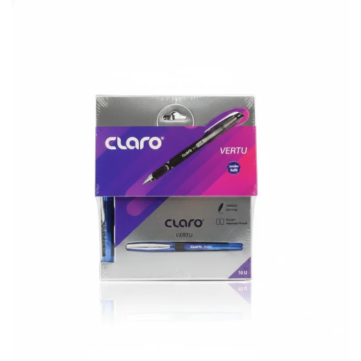 Claro Point Ball Pens 0.7mm Blue Ink for School and Office, Pack of 10