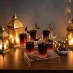 طقم تعليقات أكواب رمضان ذهبي 6 قطع زينة أكريليك لإحتفالات رمضان - فيولا أكريليك