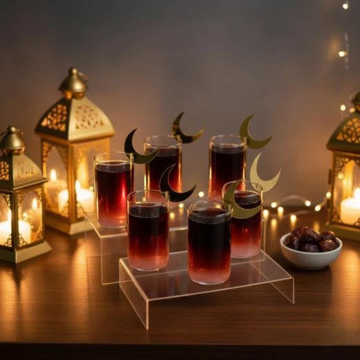 طقم تعليقات أكواب رمضان ذهبي 6 قطع زينة أكريليك لإحتفالات رمضان طقم تعليقات أكواب رمضان ذهبي 6 قطع زينة أكريليك لإحتفالات رمضان