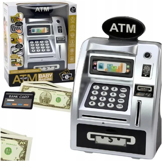 Electronic ATM Piggy Bank – Interactive Savings Bank with Personal Access Code, Card Reader, and Realistic Sound Effects for Kids Ages 3+ - Image 4