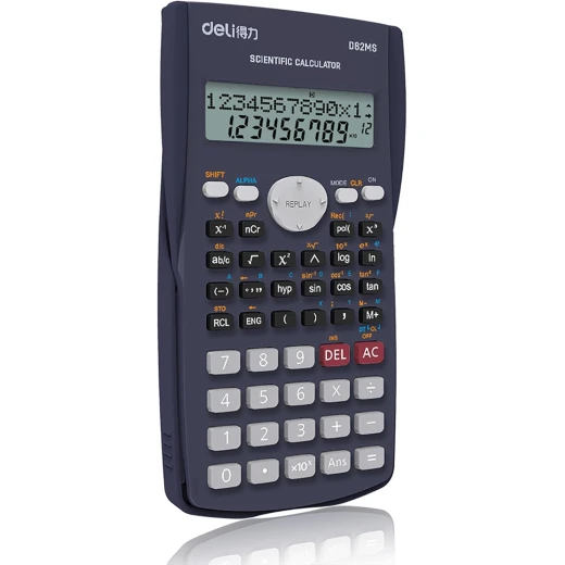 آلة حاسبة علمية ديلي D82MS - 240 وظيفة، شاشة عرض من سطرين، تصميم احترافي أزرق مع غطاء حماية منزلق آلة حاسبة علمية ديلي D82MS - 240 وظيفة، شاشة عرض من سطرين، تصميم احترافي أزرق مع غطاء حماية منزلق