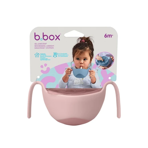 B.Box 3 in 1 Snack Dispenser Set for Babies and Toddlers Blush Color, BPA Free, Easy to Clean, Perfect for On the Go Snacking Needs