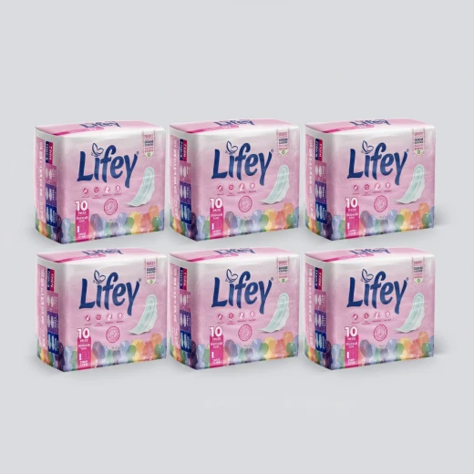 Lifey Regular Thin Feminine Pads Bulk Pack, 6 Packs of 10 Pieces (60 Pads Total), Ultra-Thin & Breathable for Daily Comfort Lifey Regular Thin Feminine Pads Bulk Pack, 6 Packs of 10 Pieces (60 Pads Total), Ultra-Thin & Breathable for Daily Comfort