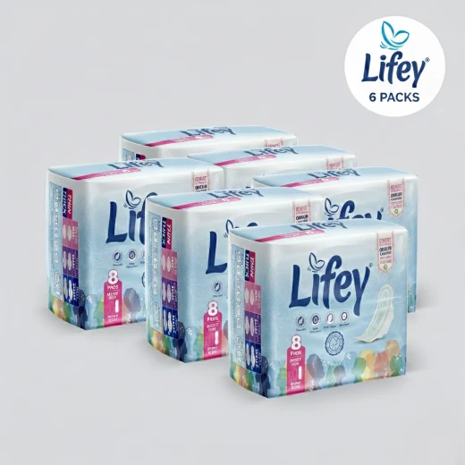 Lifey Night Thin Sanitary Pads for Heavy Flow – 8 Pads per Pack (6 Packs) | Total 48 High-Absorbency Pads Lifey Night Thin Sanitary Pads for Heavy Flow – 8 Pads per Pack (6 Packs) | Total 48 High-Absorbency Pads