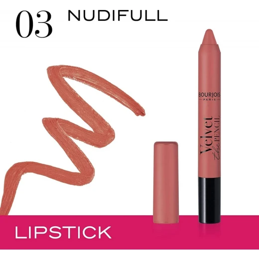 Bourjois Velvet The Pencil Lipstick 03 Nudifull Matte Finish Long Lasting 3g - Image 5
