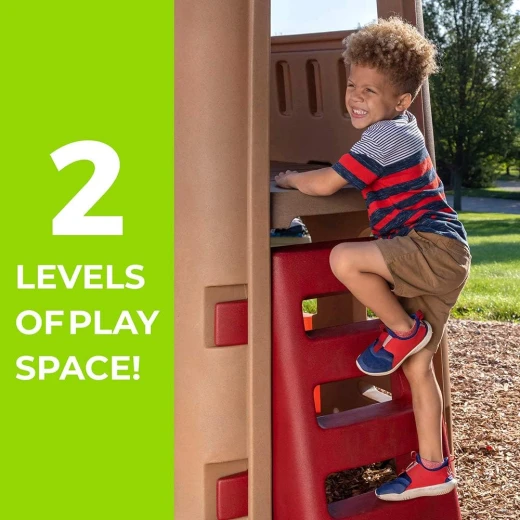 Step2 Naturally Playful® Playhouse Climber & Swing Extension (754300) – All-in-One Outdoor Activity Center | 2-Level Clubhouse, Slide & Double Swing Set - Step2 - Image 4