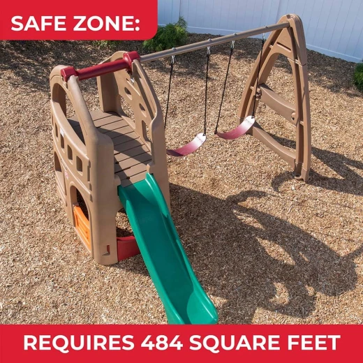 Step2 Naturally Playful® Playhouse Climber & Swing Extension (754300) – All-in-One Outdoor Activity Center | 2-Level Clubhouse, Slide & Double Swing Set - Step2 - Image 5