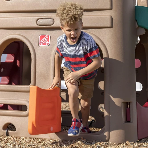 Step2 Naturally Playful® Playhouse Climber & Swing Extension (754300) – All-in-One Outdoor Activity Center | 2-Level Clubhouse, Slide & Double Swing Set - Step2 - Image 2