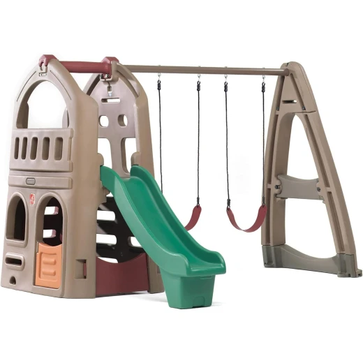 Step2 Naturally Playful® Playhouse Climber & Swing Extension (754300) – All-in-One Outdoor Activity Center | 2-Level Clubhouse, Slide & Double Swing Set Step2 Naturally Playful® Playhouse Climber & Swing Extension (754300) – All-in-One Outdoor Activity Center | 2-Level Clubhouse, Slide & Double Swing Set