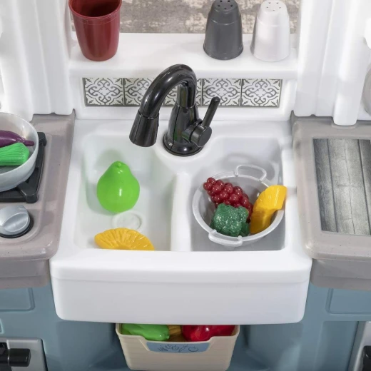 Step2 Timeless Trends Kids Kitchen Playset, Indoor/Outdoor Kitchenette, Interactive Play with Lights and Sounds, Made of Durable Plastic, Includes 21 Piece Toy Accessories, for Toddlers 2+ Years Old - Step2 - Image 6