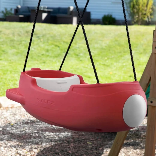 Step2 rocket swing for two, baby outdoor swing, outside weather-resistant rope, attach to playset, for toddlers 9 months - 3 years old in red - Step2 - Image 4