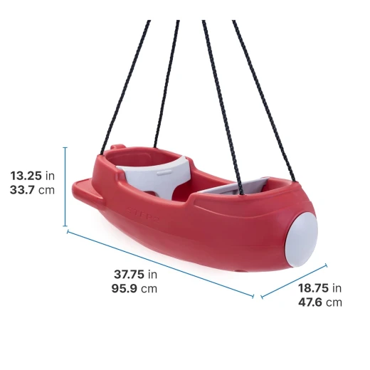 Step2 rocket swing for two, baby outdoor swing, outside weather-resistant rope, attach to playset, for toddlers 9 months - 3 years old in red - Step2 - Image 5