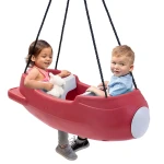 Step2 rocket swing for two, baby outdoor swing, outside weather-resistant rope, attach to playset, for toddlers 9 months - 3 years old in red - Step2