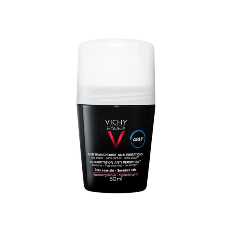 Vichy Homme 48 Hour Roll On Deodorant Antiperspirant For Men 50ml Long Lasting Protection - Vichy