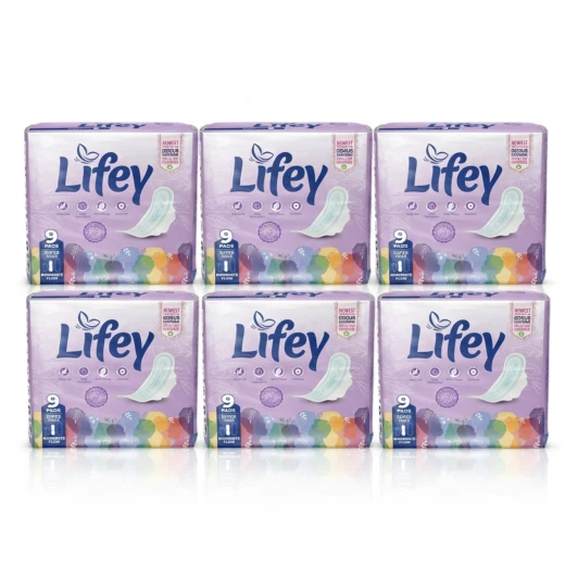 Lifey Super Thick Sanitary Pads – Moderate Flow (9 Pads) | 6-Pack Value Bundle Lifey Super Thick Sanitary Pads – Moderate Flow (9 Pads) | 6-Pack Value Bundle