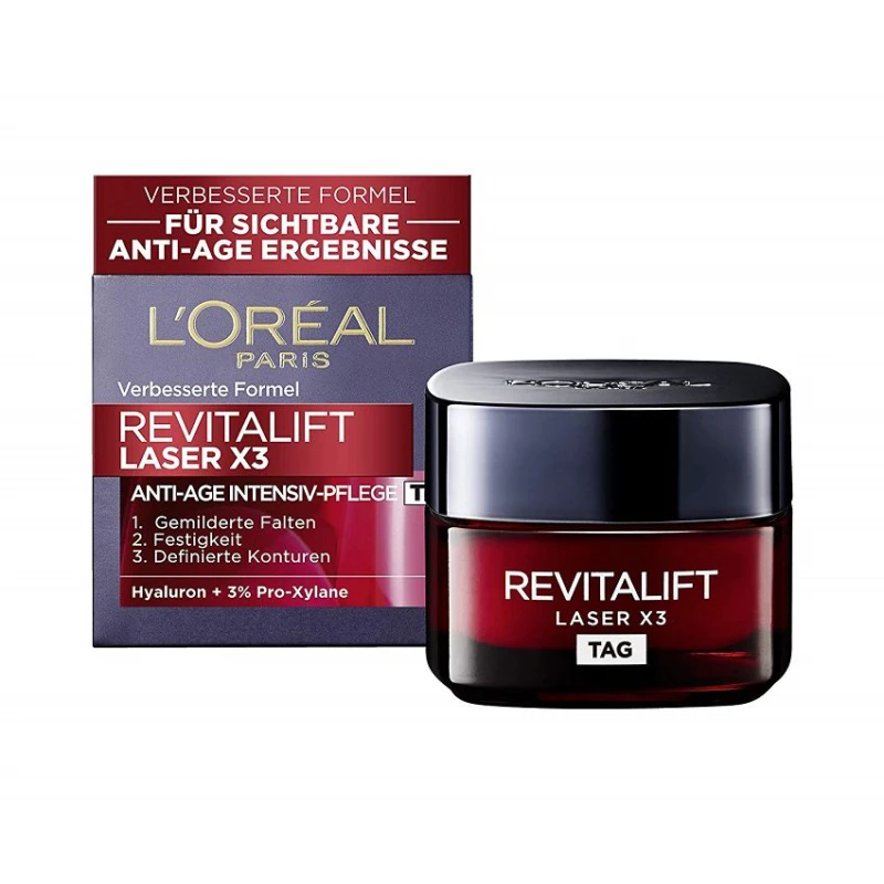 L'Oréal Paris RevitaLift Laser X3 Anti-Age Day Cream 50ml, Hyaluronic Acid Moisturizer for Women - L'Oreal Paris