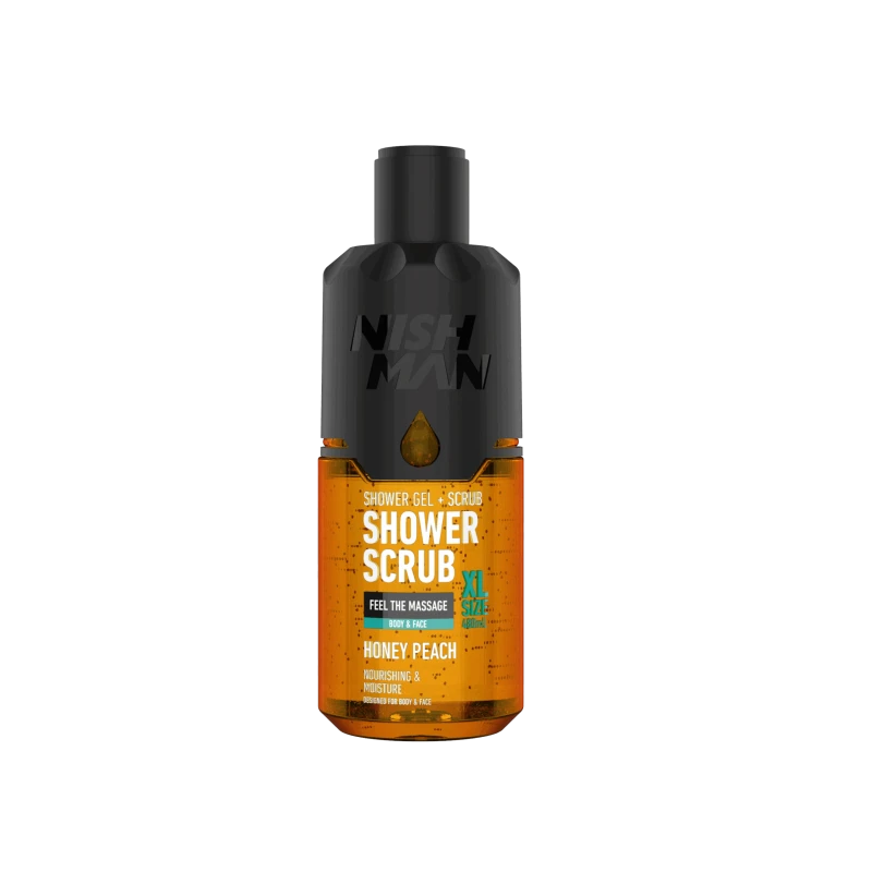 NISHMAN Honey Peach Shower Gel and Scrub 480ml, Exfoliating and Moisturizing for Men - Nishman
