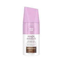NISH LADY Magic Retouch Hair Color Spray Medium Brown 75ml Instant Gray Coverage Root Touch Up Quick Dry Formula for All Hair Types Long Lasting Color Application