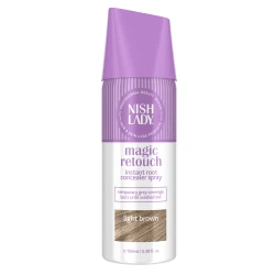NISH LADY Magic Retouch Light Brown Hair Color Spray 75ml: Instant Root Coverage and Gray Hair Concealer for a Natural Look, Easy Application, Lasts All Day