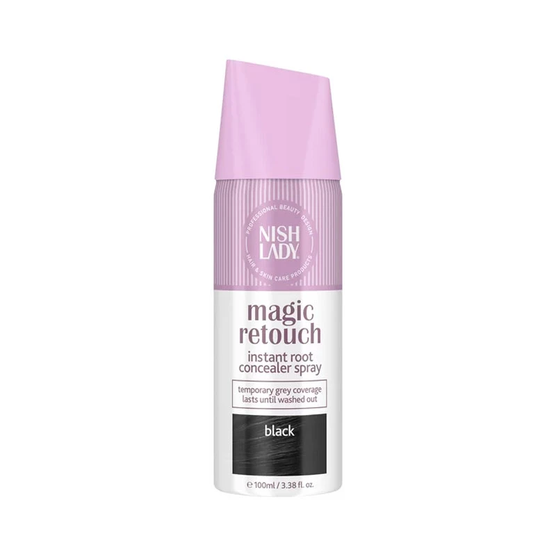 Nish lady Magic Retouch Root Concealer Black 100ml Instant Gray Coverage - Nish Lady