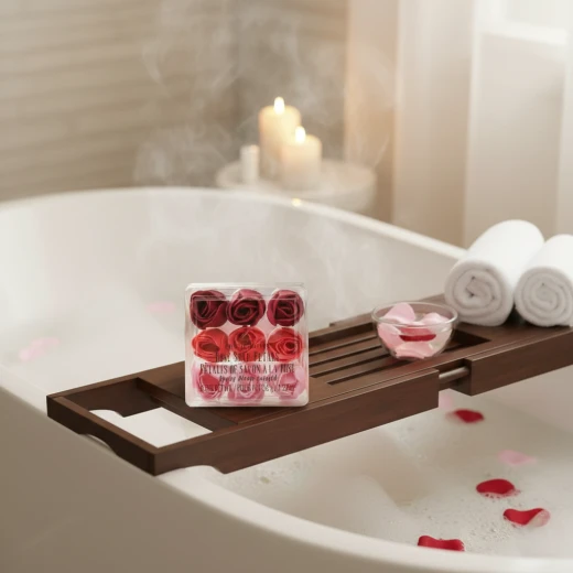 زهور صابون الورد الوردي من سوبى سوب، مجموعة من 9، هدية حمام مريحة - متجر وتين - Image 2