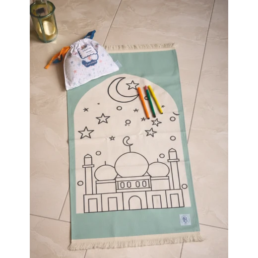 Color Me Kids’ Ramadan Coloring Prayer Mat (Light Green) – Washable & Reusable Interactive Mat with Travel Bag Color Me Kids’ Ramadan Coloring Prayer Mat (Light Green) – Washable & Reusable Interactive Mat with Travel Bag