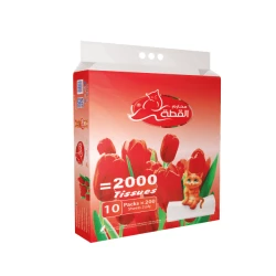 مناديل ورقية للوجه ناعمة و ماصة طبقتين عبوة عائلية 100 ورقة للاستخدام المنزلي و المكتبي من القطة