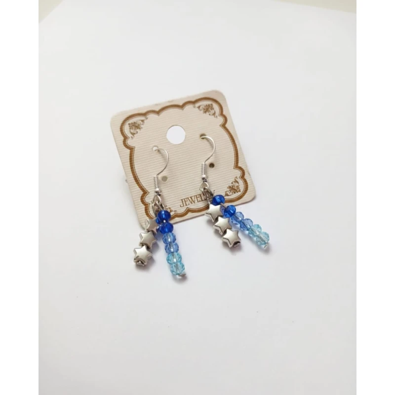 Blue Gradient & Stars Beads Earrings – Sophisticated Celestial Jewelry for an Elegant Look - Angel