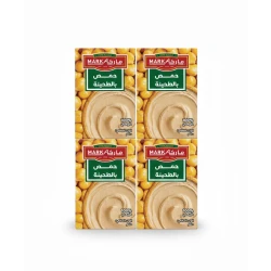 حمص ماركا الطبيعي 100% مع الطحينة – طبق حمص تقليدي جاهز للأكل 100 غرام x 4