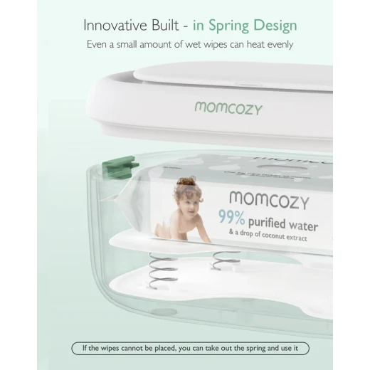 جهاز تسخين مناديل الأطفال من Momcozy، سعة كبيرة، درجة حرارة قابلة للتعديل، ضوء ليلي ناعم - موم كوزي - Image 7
