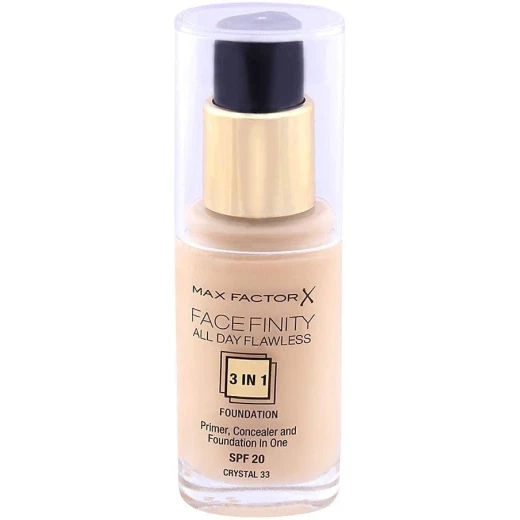 Max Factor Facefinity All Day Flawless 3-in-1 Foundation Crystal 33, Long Lasting Coverage