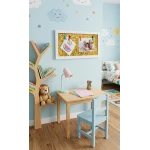 إطار ذكريات عصري بخلفية ذهبية براقة وتصميم حبل الغسيل مع مشابك ملونة – برواز خشبي أبيض تفاعلي لعرض الصور والبطاقات (المقاس 41×21 سم) - منزل لولو شوب