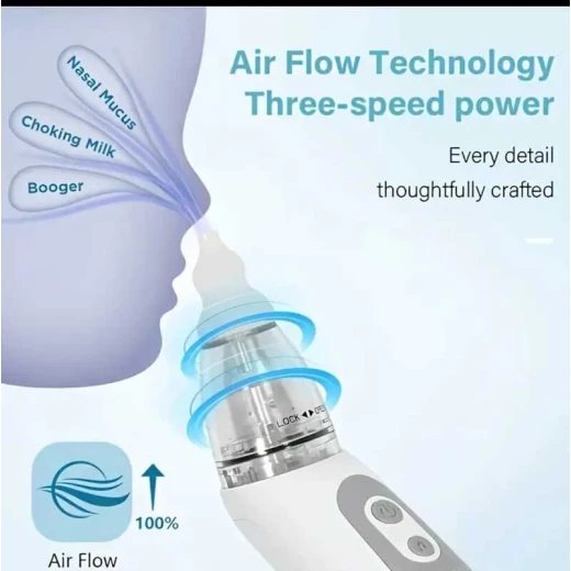 Electric nasal aspirator, 3 suction levels, suitable for family members and home use, rechargeable, with music player, with 3 different heads - Image 3