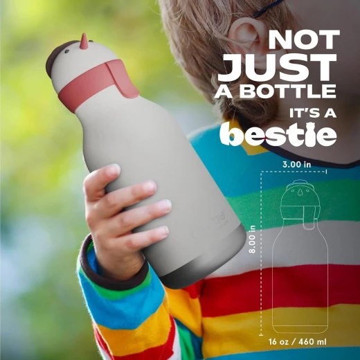 Asobu Bestie Kids Insulated Water Bottle, SNOWMAN, 16 Ounce with Straw - Asobu - Image 3