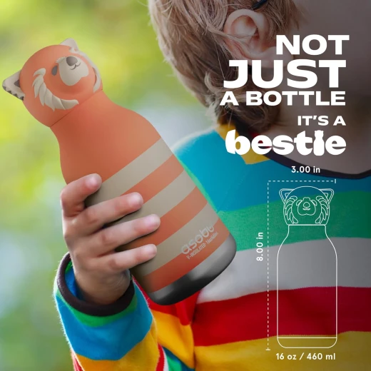 Asobu Bestie Red Panda Stripe Kids Water Bottle, Stainless Steel Insulated 500ml - Asobu - Image 4