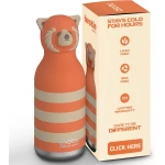 Asobu Bestie Red Panda Stripe Kids Water Bottle, Stainless Steel Insulated 500ml - Asobu