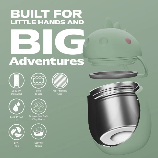 Asobu Bestie Foodie Kids Insulated Food Jar Dinosaur Design 16oz Keeps Food Hot or Cold for Hours Leakproof Durable Construction BPA Free Ideal Lunchbox Companion - Asobu - Image 2